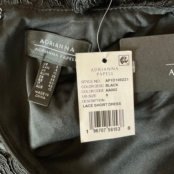Adrianna Papell Lace Long Sleeve Sheath Cocktail Dress Black Size 6 Mini - Picture 10 of 14